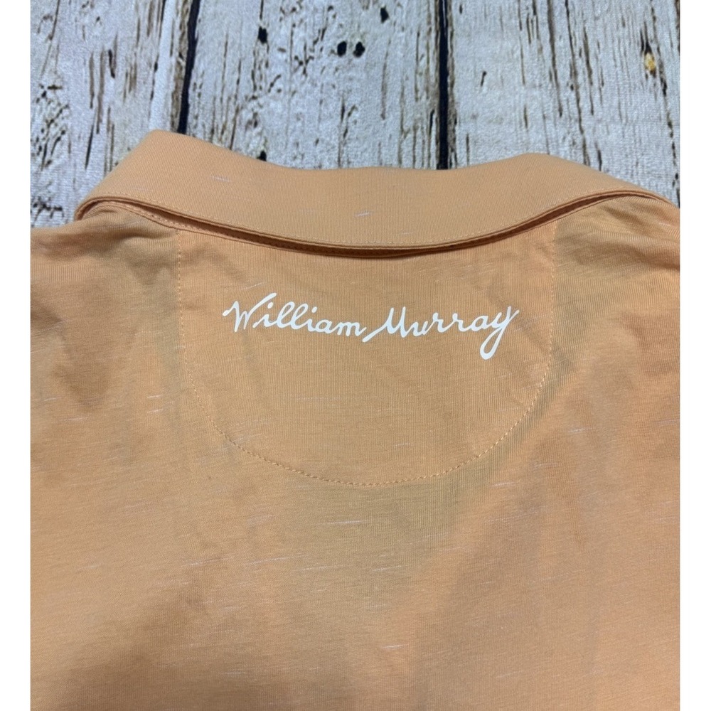 William Murray Golf Polo Shirt Men's L Orange Scotch Plaid Lined Stretch Logo - Picture 10 of 10